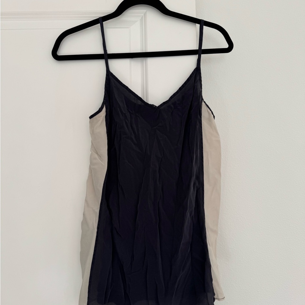 J Crew women’s grey & tan color block camisole 100% silk tank top size medium